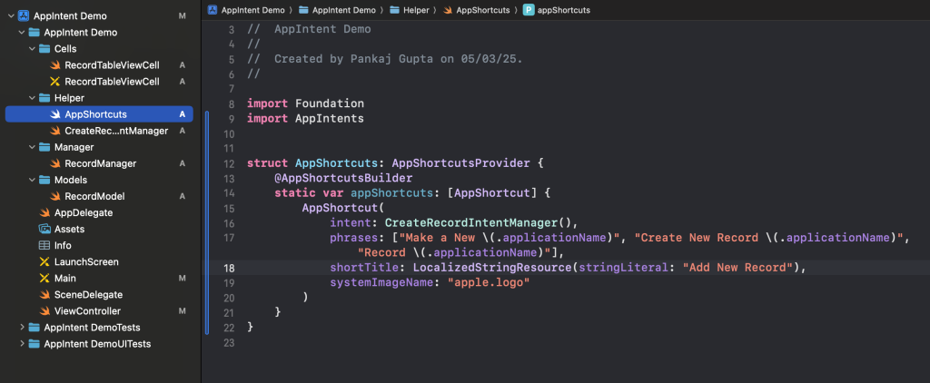 AppShortcut Provider Model